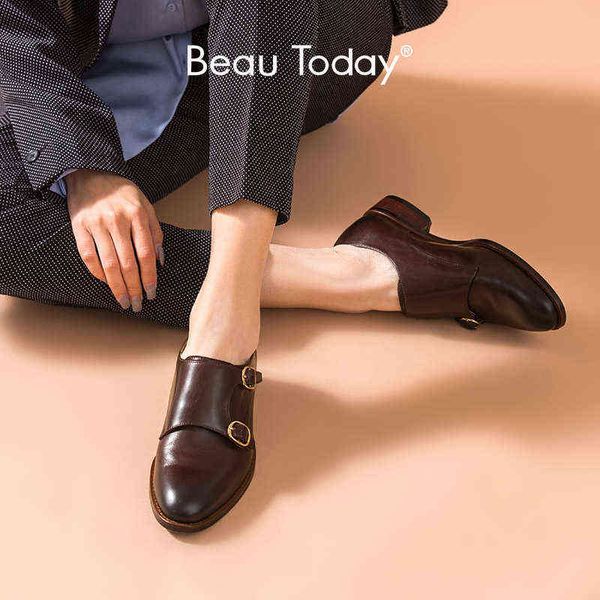 

women's cowhide monk shoes buckle pointed british type e 2 9, Black