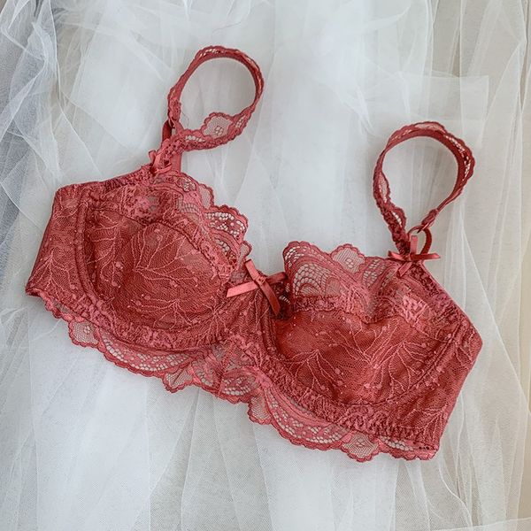 

Lace Unlined Bra Set Underwire Plus Size Sexy Intimates Summer Women Hot DE Cup Womans Lingerie Underwear & Sleepwears, Red set
