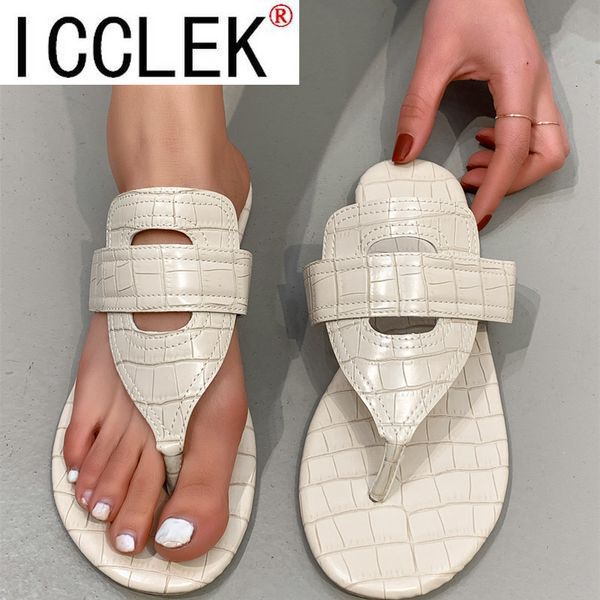 

size 42 casual flat retro slippers for woman bohemian style non-slip women's summer footwear zapatos de mujer flip flops 210428, Black