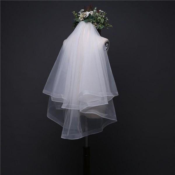 

bridal veils wedding accessories white/ivory fashion cut edge short two layer veil with comb, Black