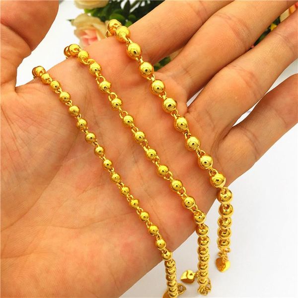 

charm bracelets pure gold color & bangle for women,24k plating 4mm /5mm ball beads bracelet,fashion bracelet,women girls bracelet, Golden;silver
