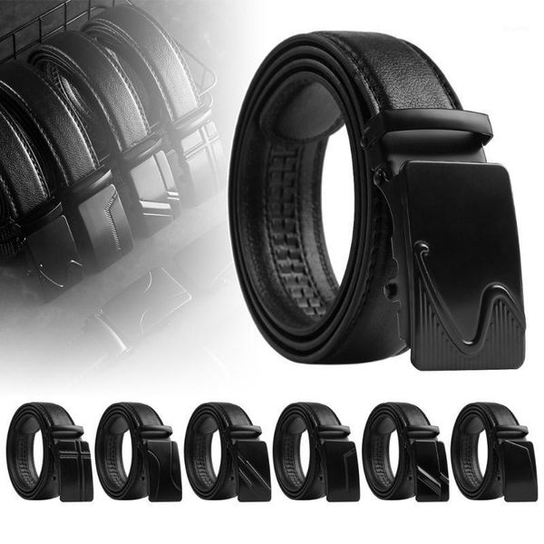 

belts 1pc luxury man high-quality automatic buckle ratchet pu leather belt casual wear male strap waistband apparel accessories1, Black;brown
