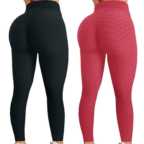 

women's leggings bubble hip lifting for fitness slimming exercise running high waist pants women clothing, Black