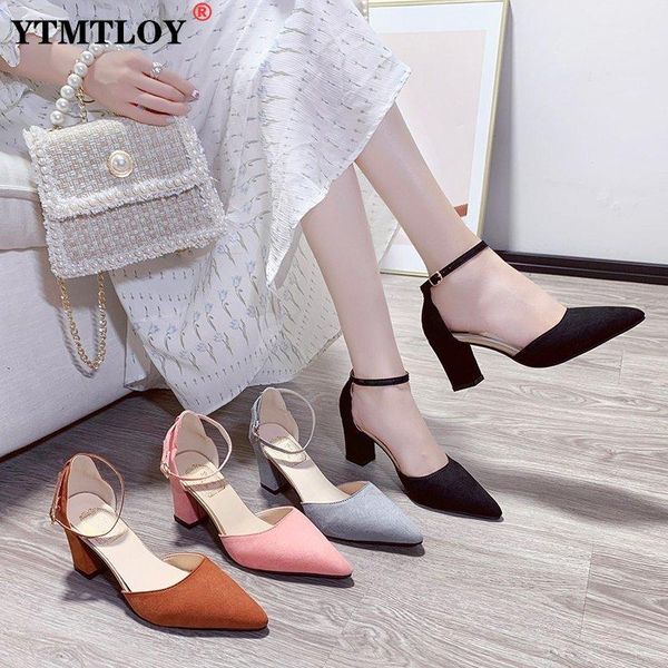 

sandals grey pointed sewing hollowed buckle strap square high heel non-slip rome shoes luxury designer casual work, Black