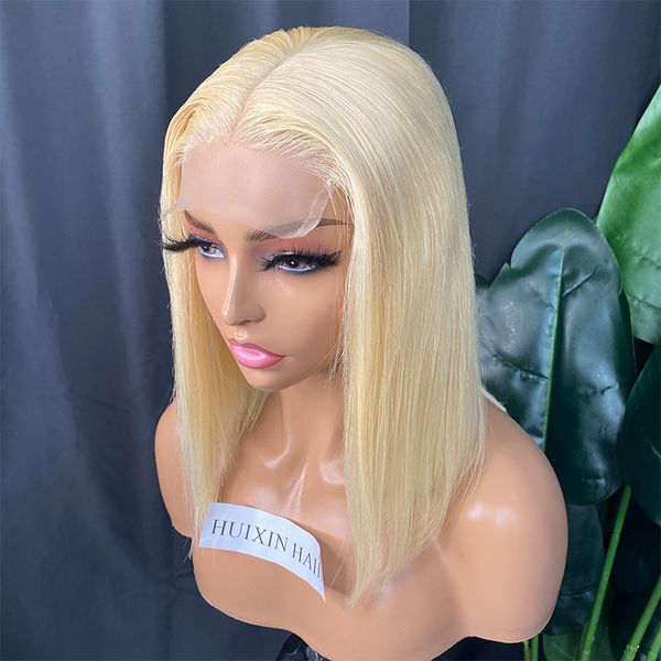 Atacado Mink 12A Brasileiro Remy Virgin Human Hair 613 Reta 5x5 Transparente Lace Fechamento Peruca