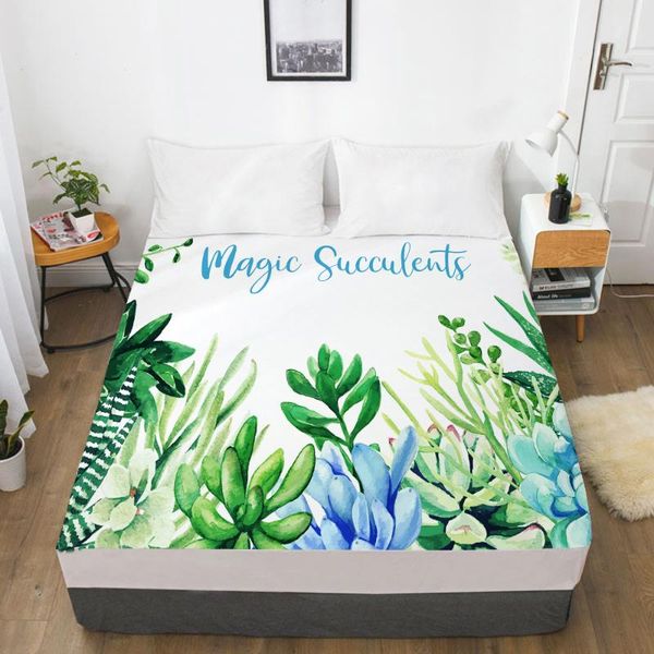 

sheets & sets elastic fitted sheet bed with an band 150/180/200/160*200 mattress cover double nordic magic cactus