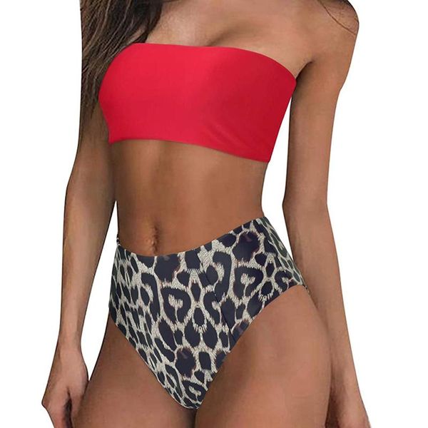

one-piece suits bikini 2021 swimwear women's solid color bralette set two-piece swimsuit print split beach wear