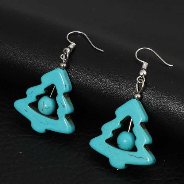 

women's pine tree beads tibetan silver turquoise charm earrings dymtqe049 fashion gift national style women diy earring, Golden