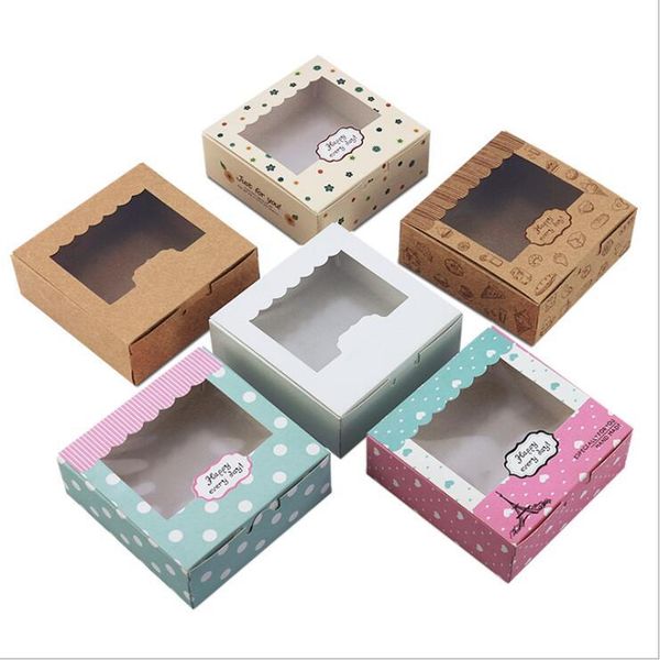 

gift wrap 20pcs kraft paper cake box and packaging cupcake with pvc window flower wedding for candy cookie party favors