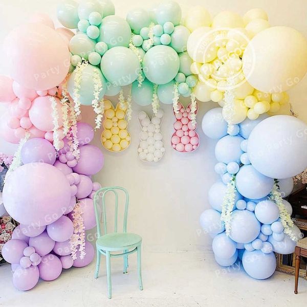 126/182 шт. Многоцветные Macaron Pastel Balloon Garland Rainbow Latex Balloons Air Grobos День рождения Декор Душ 210626