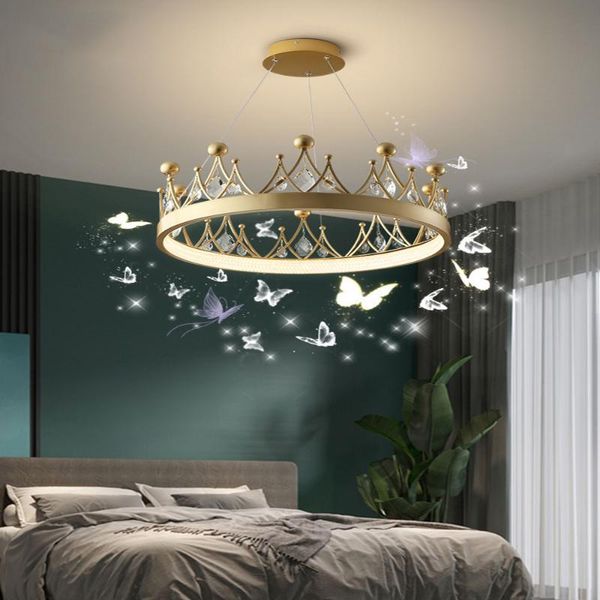 

modern luxury crown chandelier loft lamp restaurant living room bedroom crystal led indoor lighting luster chandeliers