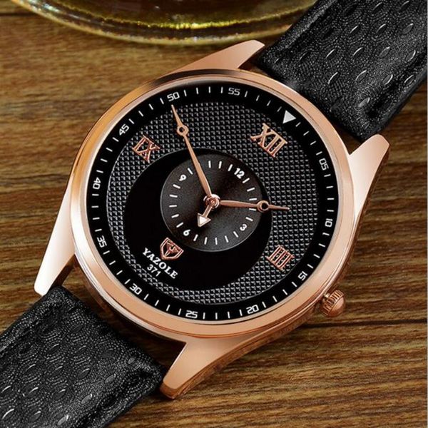 

wristwatches yazole brand men watches fashion luxury roman wristwatch casual leather strap watch male clock hodinky relogio masculino, Slivery;brown