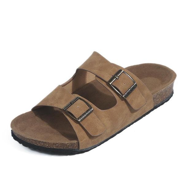 

slippers summer woman sandals suede cork sole slides casual flip flop beach men couple flats shoes plus size 44, Black