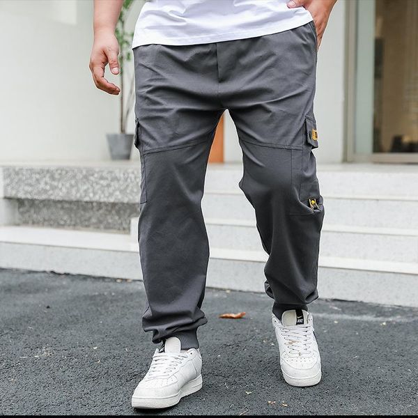 

men's pants big size men jogger streetwear casual cargo pant oversize sweatpants pocket patchwork trousers plus 6xl 7xl 9xl, Black