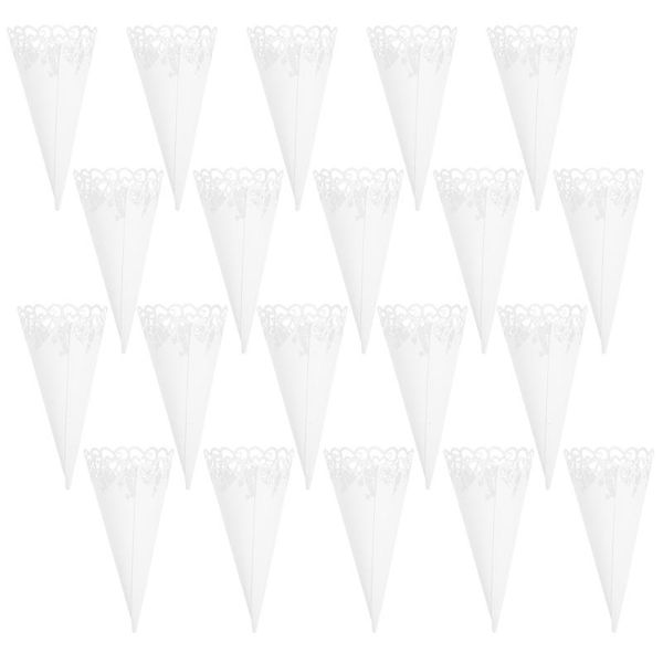 

gift wrap 20pcs flower confetti petal cone wedding holder hollow cones