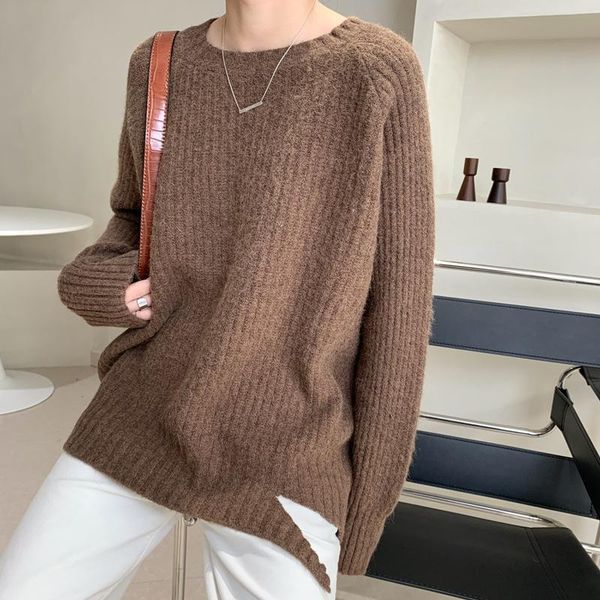 

women's sweaters 2021 autumn winter plain knit sweater women long-sleeved korean o-neck loose bottom pullovers, White;black