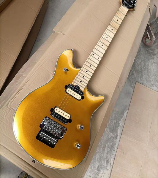 

6 strings gold electric guitar with humbuckers pickups,maple fretboard