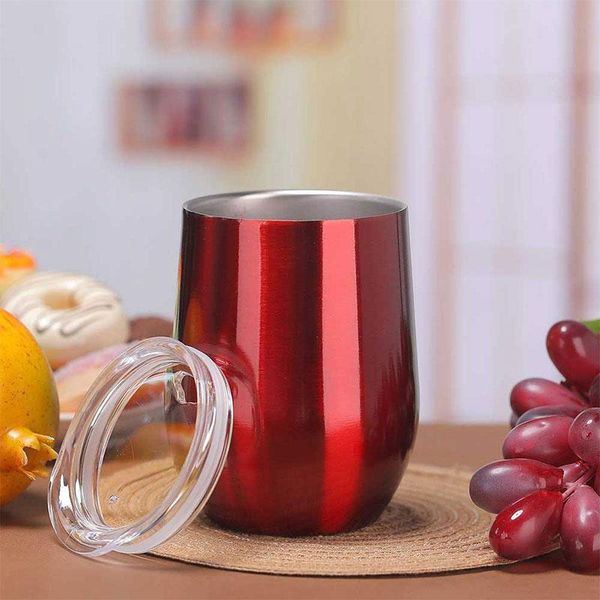 

9oz double-insulated stemless wine stainless steel tumbler cup glass with lid mug for coffee cocktails glasses