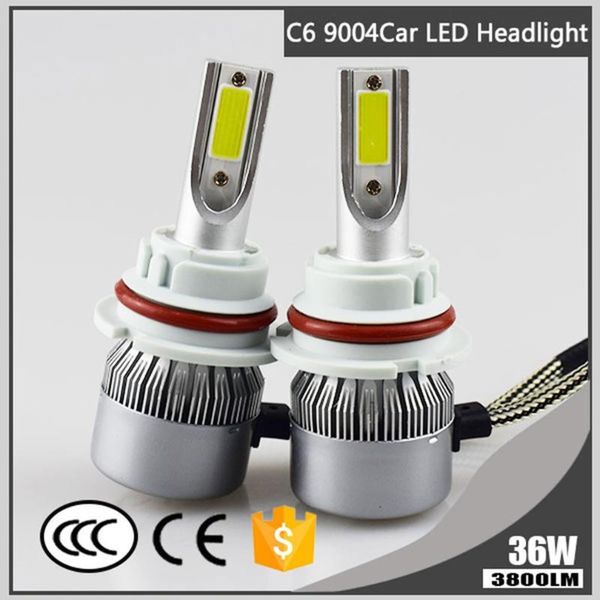 

est 2 pcs led headlight 6000k 36w 3800lm c6 car hi/lo beam auto bulbs headlights