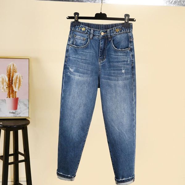 

women's jeans 20215xl high waist women plus size harem pants casual vintage boyfriend for loose streetwear mom mujer, Blue