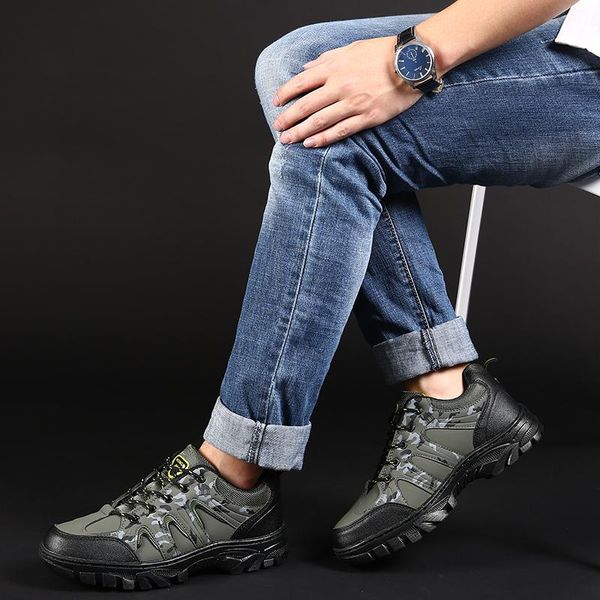 

boots hiking men breathable trekking shoes waterproof hunting non-slip climbing trail outdoor mountain sneakers, Black
