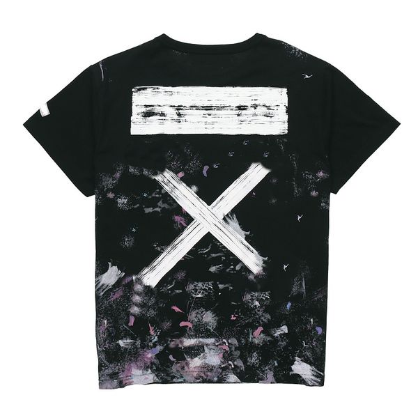 

2021 high-quality off mens t shirt short-sleeved fireworks starry sky graffiti ow men and women the same loose round neck t-shirt half-sleev, White;black