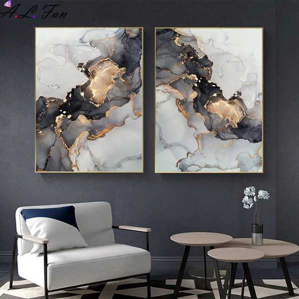 

paintings nordic golden gray fluid marble art abstract texture luxury painting for modern home living room decor
