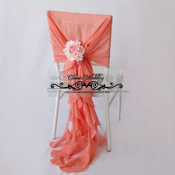

pcs coral chair cap chiffon sash willow cover ruffled sashes