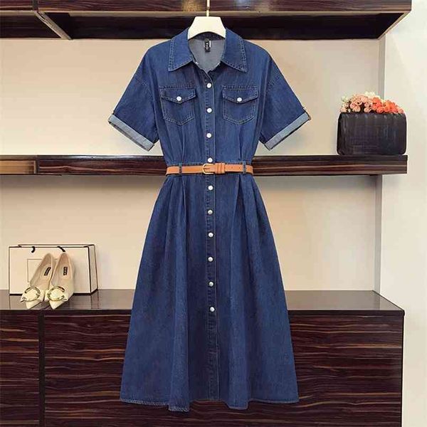 

denim dress female summer retro temperament batwing sleeve slim single-breasted mid-long cowboy shirt dresses women 210602, Black;gray