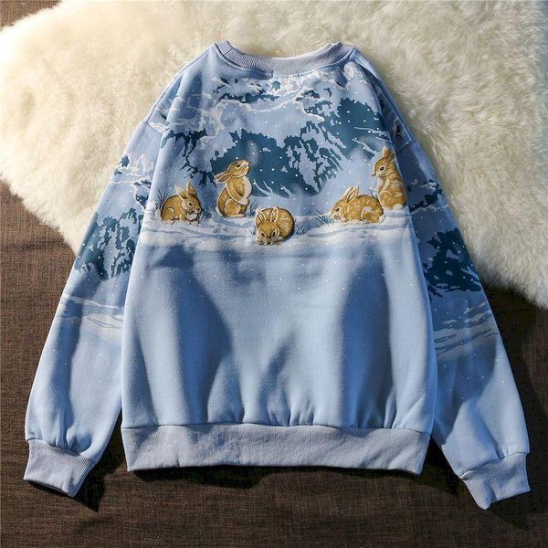 

women's sweaters preppy vintage hoodie women oversized pullover sweatshirt spring autumn loose grunge casual blue long-sleeved kawaii, White;black