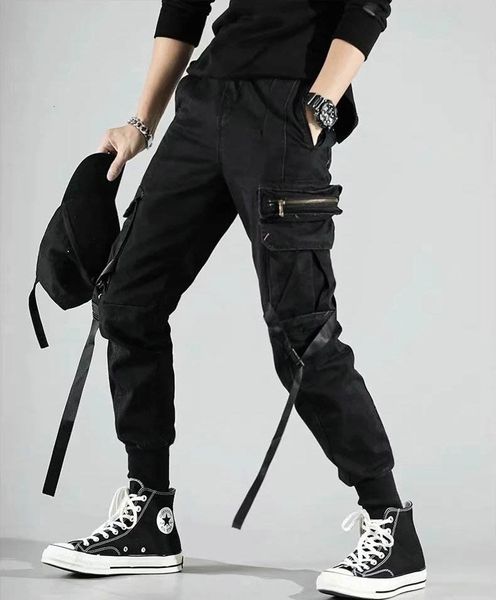 

pantmen's hip hop casual japanese and korean jogging pants black fall2021