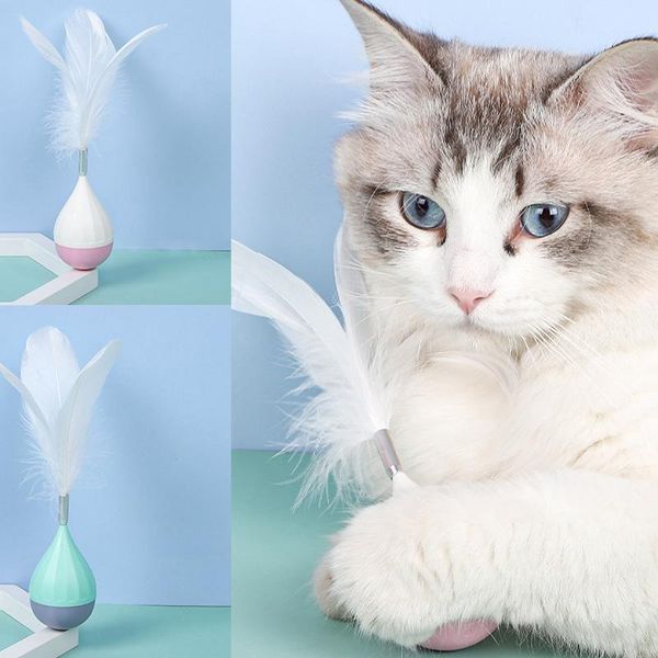

cat toys tumbler toy educational with feather durable interactive teaser for kitten pet supplies