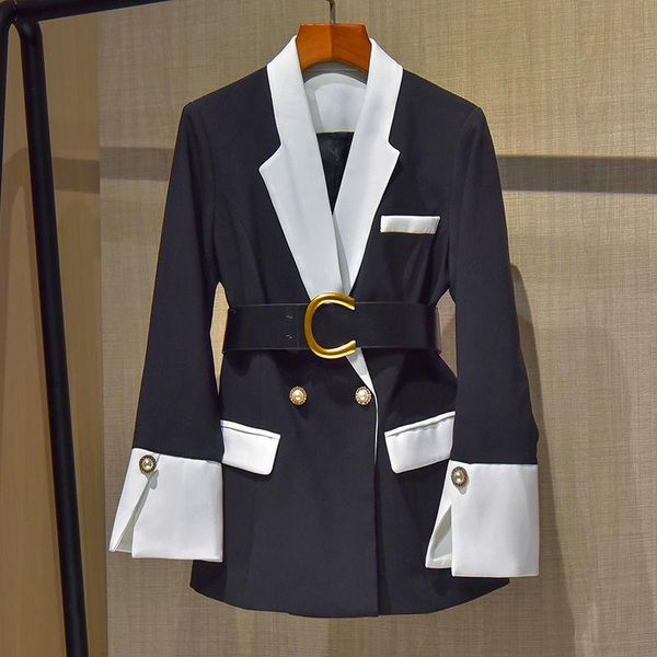 

women's two piece pants retro solid suit coat office wear autumn winter elegant jacket&pants 2 pieces ladies lapel long sleeved, White