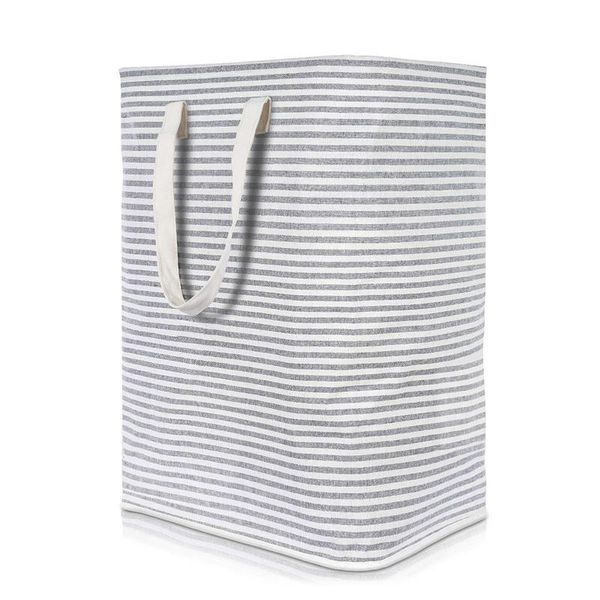 

tanding portable clothes basket home large capacity striped collapsible laundry hamper for toys storage with handles bags