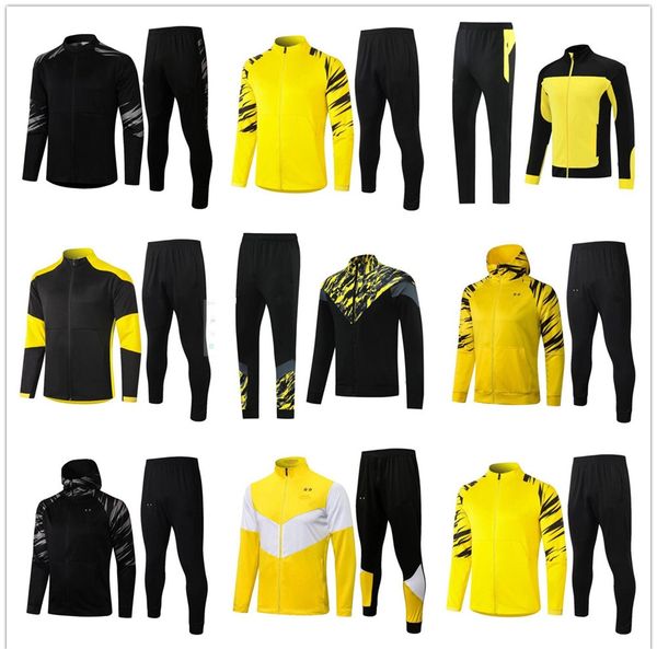 

new 21 22 borussia hoodie tracksuit jacket soccer full long sleeve zipper dortmund 2021 2022 training suit football set survetement, Black