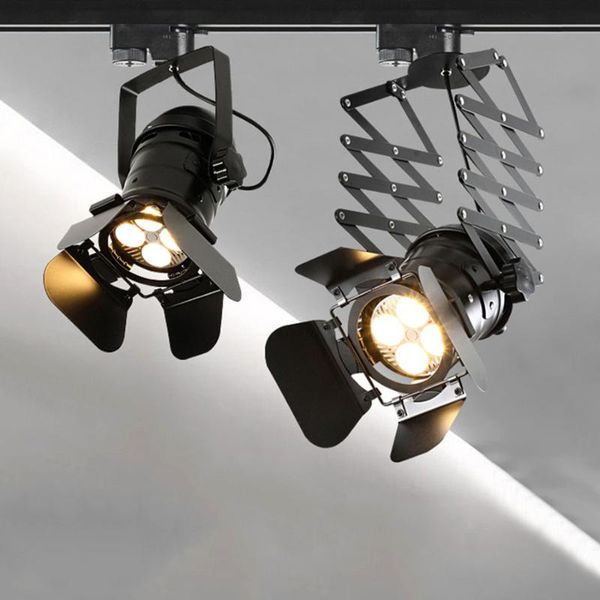 

thrisdar 30w industrial loft vintage led track light four-leaf stretch rail spotlight clothing store cob spotlights lights