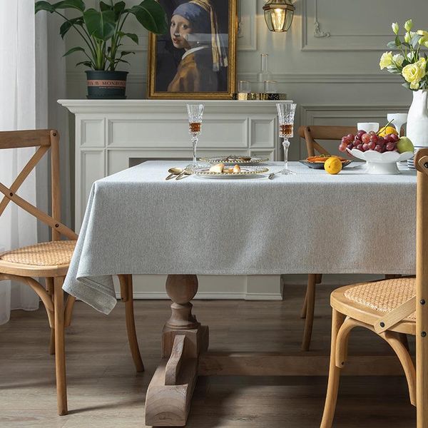 

table cloth simple rectangle polyester cotton solid color thicken tablecloth water proof-oil room decorate aesthetic