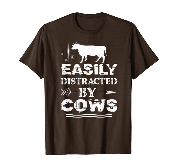 

easily distracted by cows t-shirt funny cow farmer tee shirt, White;black