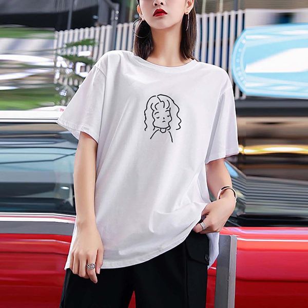 

women's t-shirt women t-shirts o-neck pullover solid color lovely printing short sleeves variety of prints with simple, White