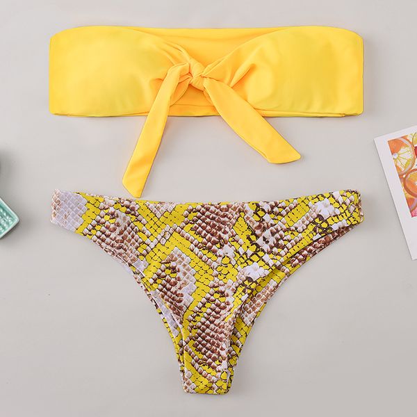 

new snake print bikinis set beach wear biquini womens bow-knot bikini micro mini swimwear women bathing suit swimsuitby air