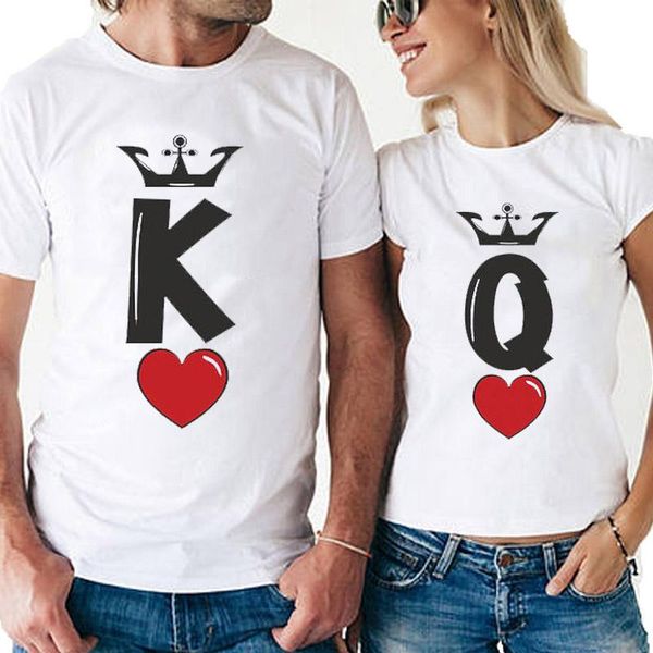 

women's t-shirt letters print summer red heart men women t shirt casual funny couples lover couple clothing top, White
