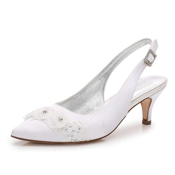 

dress shoes onnpnnq women mid heels satin appliques wedding for bride pointed toe heeled slingback pumps, Black