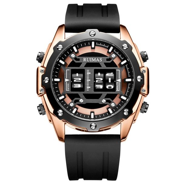 

watches ruimas sprot men brand luxury military wristwatch 30m waterproof quartz clock for male chronograph relogio masculino, Slivery;brown