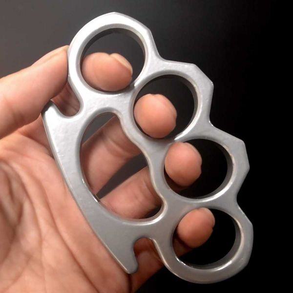 

thickening finger tiger black cast iron four finger boxer clasp ring fist self defense designer designer hand brace yuco, Silver