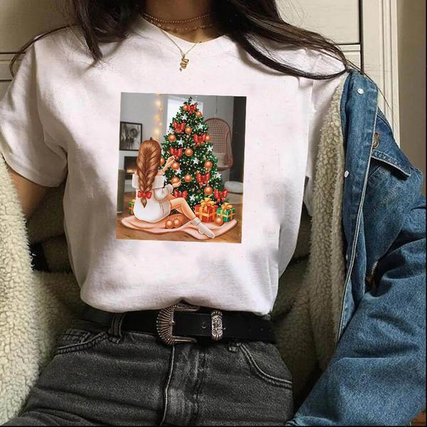 

womens gift t shirt light year short sleeve clothes merry christmas woman female kawaii tee tshirt women, White