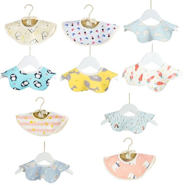 

cartoon print baby bib round petal born rice feeding burp cloths cotton saliva towel q81a bibs &