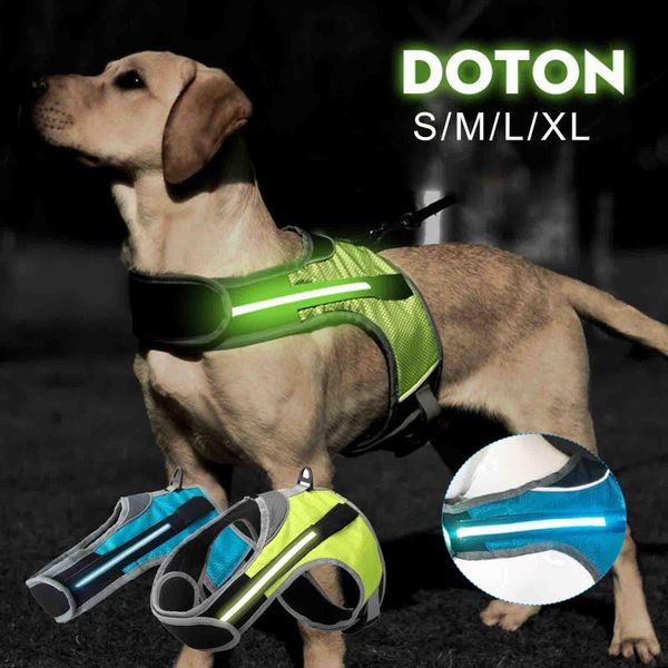 

dog collars & leashes durable luminous led collar reflective safety harness vest for pet supplies products bv789