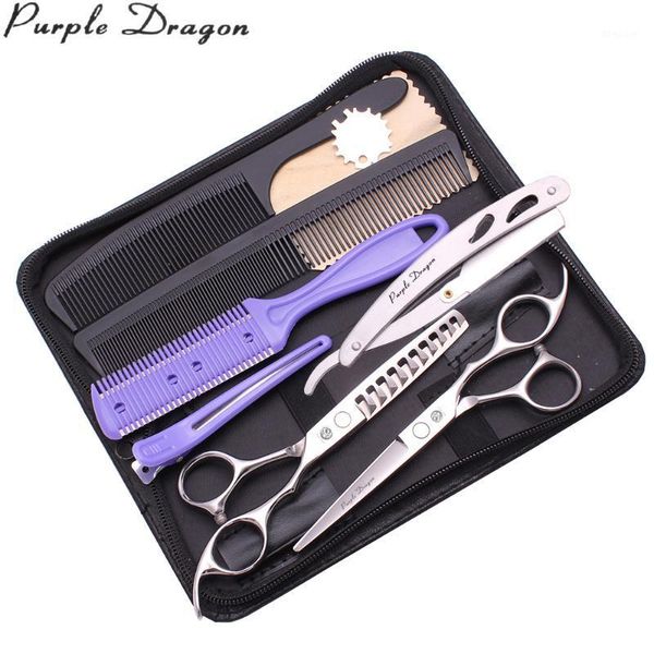 

hairdressing scissors set 6.0" purple dragon japan steel 2008# thinning hair cutting rate 25% - 50%1