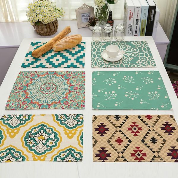 

table runner geometry art line printed cotton linen mats western-style placemat mat