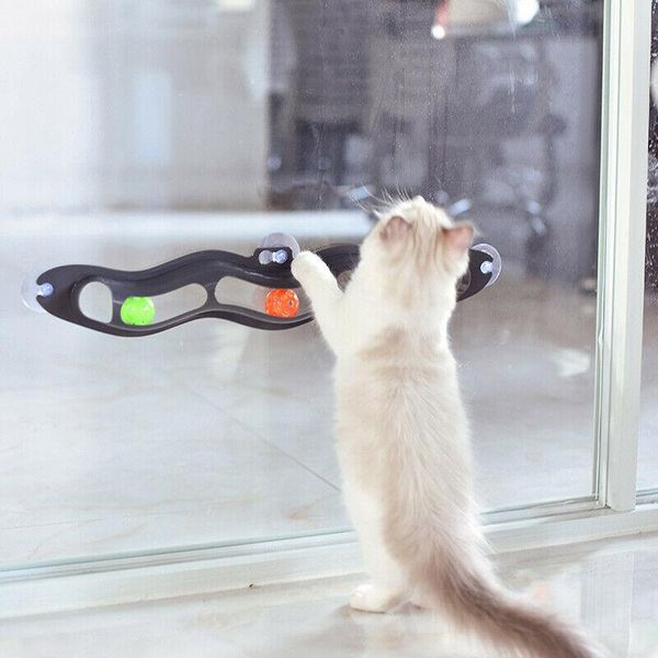 

cat toys funny interactive track ball window suction cup pet toy